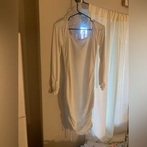 White,sheer and silky FashionNova dress! Sleeved